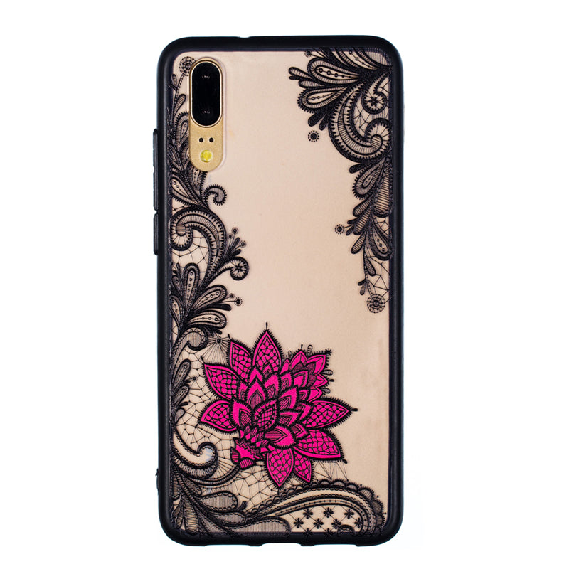 ENKAY Flower Relief 3D Shockproof TPU PC Protective Case for Huawei P20
