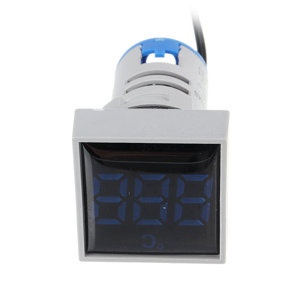 3pcs Mini Crystal Film Square Blue LED Digital Thermometer Signal Light AC 50-380V 220V Temperature Meter Indicator Range -20-200 with 1m Sensor