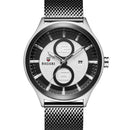 BAGARI 8012W Ultrathin Business Style Men Watch Mesh Steel Band Quartz Watch