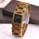 BOBO BIRD S02 25mm Small Square Dial Women Wrist Watch Wooden Quartz Watch