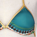 Sexy Bronzing Flower Printed Swimwear Underwire High Waist Nylon Bikinis Sets