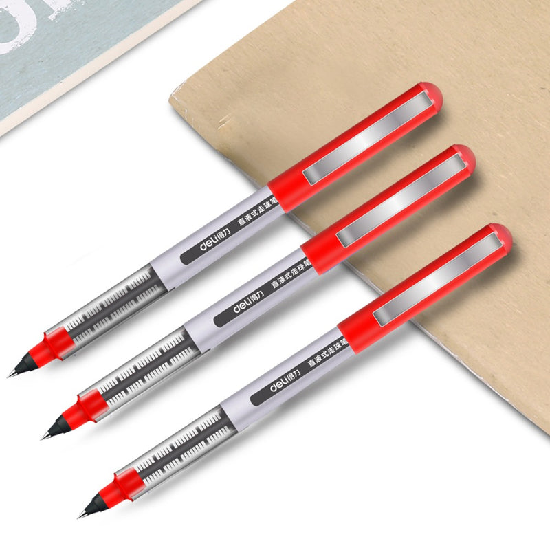DELI S656 Direct Liquid Ballpoint Pen Office 0.5mm Signature Pen Student Examination Carbon Pen 12 Pcs Per Pack