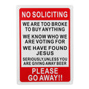 25x35cm Plastic Warning Sign No Soliciting Funny Sign Go Away Front Door Novelty Gift