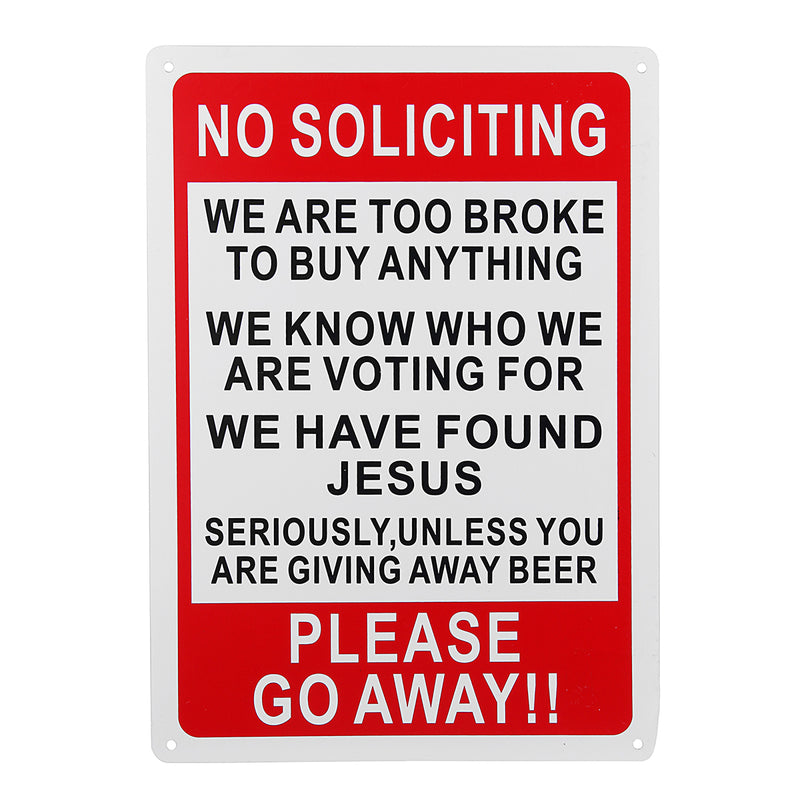 25x35cm Plastic Warning Sign No Soliciting Funny Sign Go Away Front Door Novelty Gift