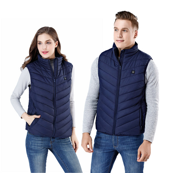 9 HeatingPads Blue USB Men Women Electric Heated Vest Jacket Coat Washable Warm