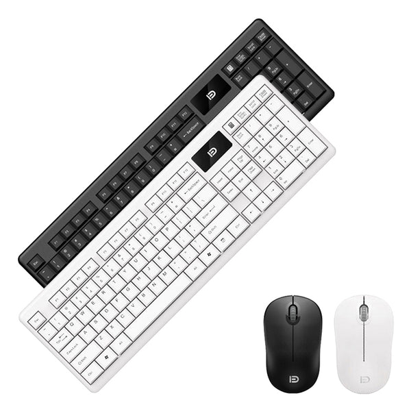 FD IK1600 2.4GHz Wireless Keyboard & Mouse Combo Set 104 Keys Silent Keyboard 1600DPI Mouse with USB Receiver for Computer Laptop PC