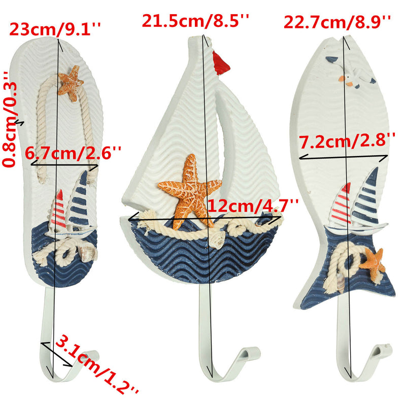 Mediterranean Style Pothook Nautical Hat Clothes Home Wall Hooks Hangers Hanging Decoration