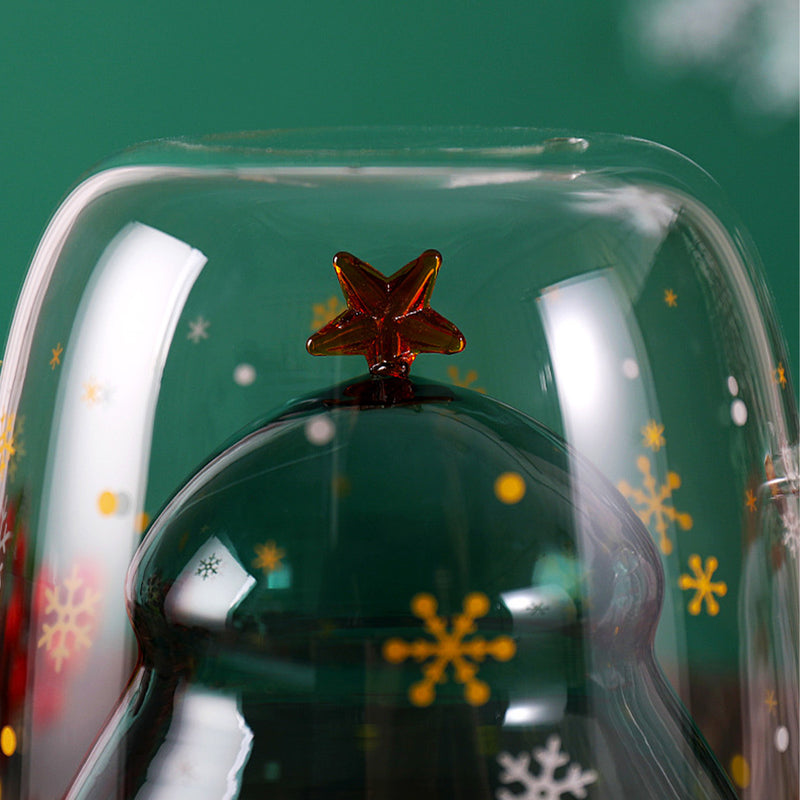 Creative Double-Layer Glass Christmas Tree Star Water Cup Explosion-proof Mug