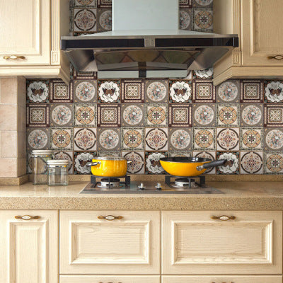Retro Self-adhesive Wall Sticker Home Tiles Floor Background Kitchen PVC Anti-oil Wall Stickers