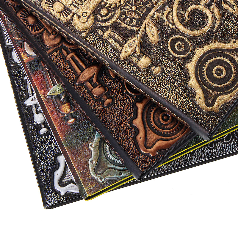 Home Gift Journal PU Cover Writing Pads Hardcover Travel Retro Embossed Notebook Handcraft Diary School