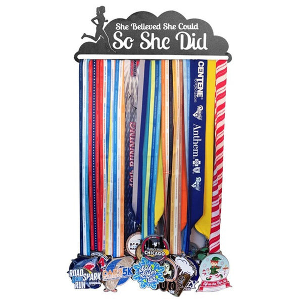 WR Hot Sale Runner's Medal Holder She Believes She Could File Holder Hang Up To 20~24 Medals