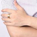 Trendy Golden Gear Ring Rotatable Silver Color Stainless Steel Rings for Men
