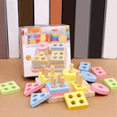 Four Sets Baby Wooden Shape Toys Paired Cognitive Preschool Learning Math Toys