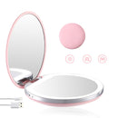 LED Light Mini Makeup Mirrors Compact Pocket Face Lip Cosmetic Mirror Travel Portable Lighting Mirror 1X/5X Magnifying Foldable