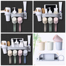 4 in 1 Automatic Toothpaste Dispenser+Toothbrush+Hair Dryer+Mug Holder Set Wall Mount