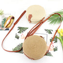 Women Ladies Rattan Straw Beach Shoulder Bag Round Woven Summer Holiday Tote Handbag Outdoor Travel