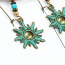 Ethnic Bronze Sun Ear Drop Earrings Retro Style Pendant Earring for Women