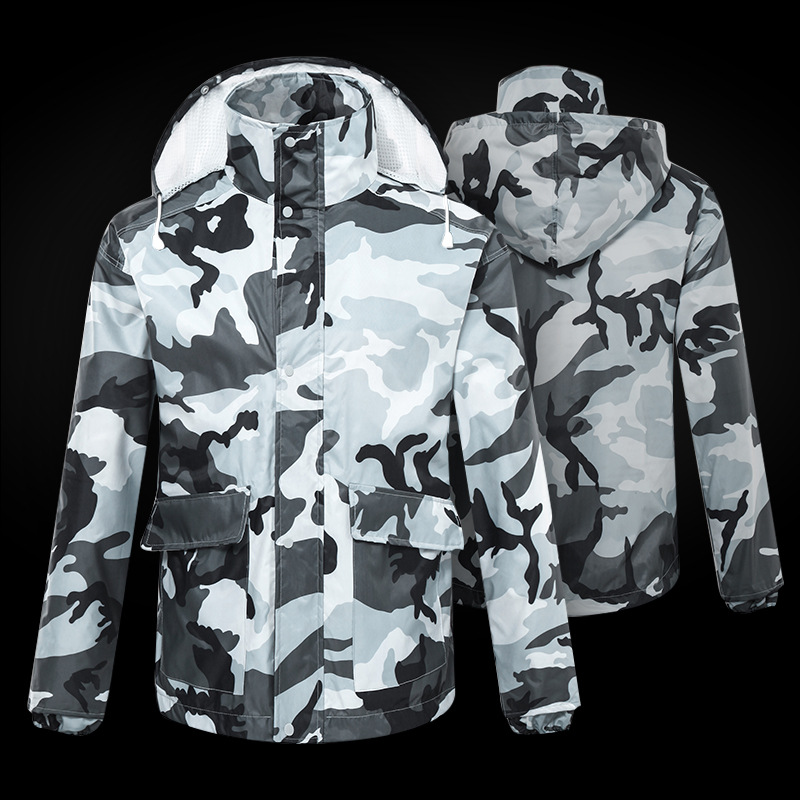 Camouflage Raincoat Suit Hiking Motorcycle Riding Thickened Waterproof Men Women Raincoats