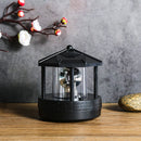 Black LED Solar Powered Lighthouse 360 Rotating Light Outdoor Garden Desk Lamp