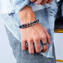 Leather Rope Woven Leather Stainless Steel Locomotive Chain Bracelet