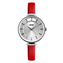 SKMEI 1184 Simple Design Ladies Wrist Watch Genuine Leather Strap Quartz Watches