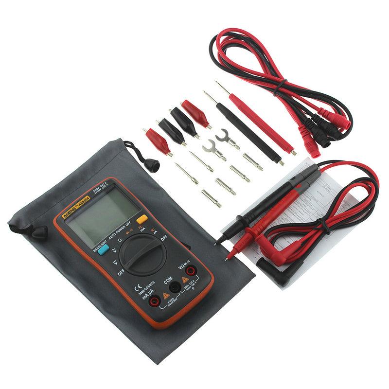 ANENG AN8004 Orange Digital 2000 Counts Auto Range Multimeter Backlight AC/DC Ammeter Voltmeter Resistance Frequency Capacitance Meter + Test Lead Set