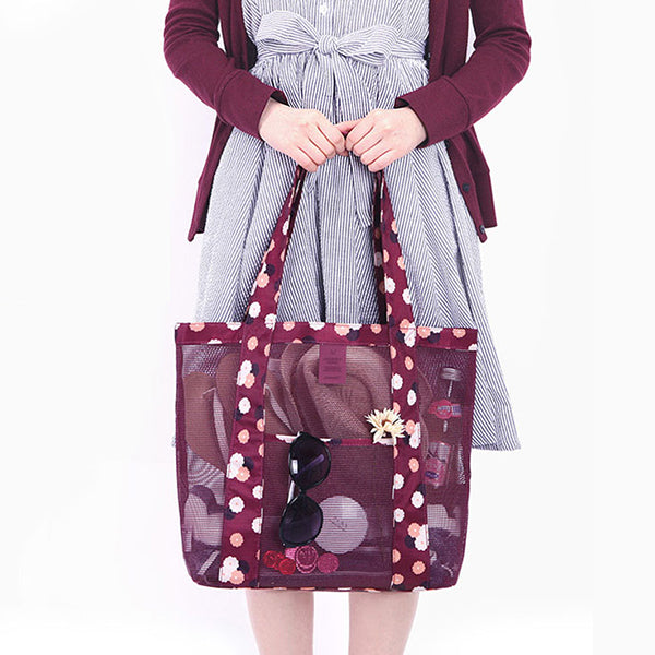 Honana HN-TB25 Travel Mesh Organizer Bag Fashion Large Beach Toiletry Storage Tote Bag