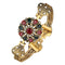 Vintage Cuff Gold Bracelet Colorful Crystal Resin Double Hearts Bangle Ethnic Jewelry for Women