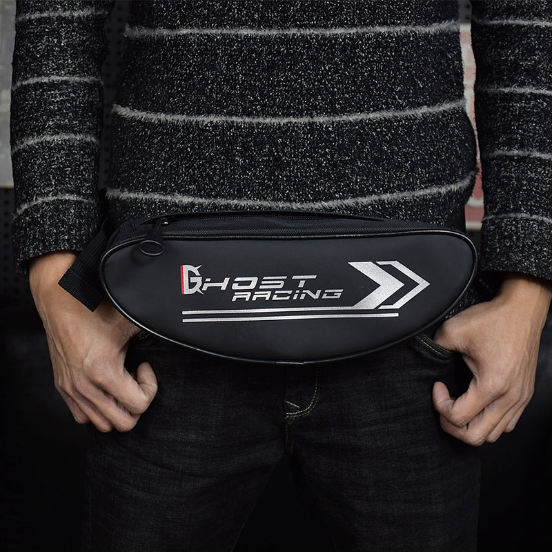 GHOST RACING Motorcycle Handlebar Crossbody Waist Bag Men Women Waterproof Fork Shoulder Travel Messenger Black Bag For Yamaha/Honda/Kawasaki/Suzuki/Ducati/KTM