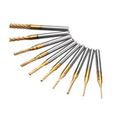Drillpro DB-M1 10pcs 0.8-3mm Titanium Coated Engraving Milling Cutter Carbide Bits