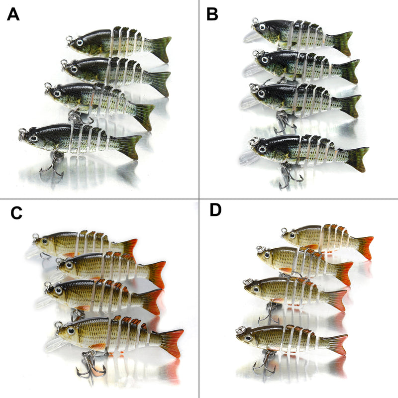 ZANLURE 4Piece /Box 2"/0.1oz Multi Jointed Fishing Lure Hard Baits Lifelike 6 Segments Swimbait Crankbaits