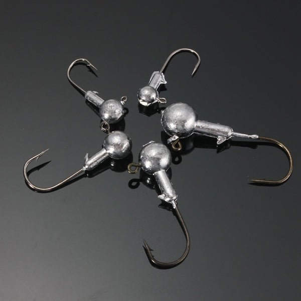 ZANLURE 10pcs Jig Head Fishing Hooks Lead Round Head Jigs  Hooks Fishing Tackle
