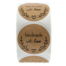 500PCS Kraft Paper Handmade With Love Sticker DIY Gifts Wrap Cookies Packaging Stickers