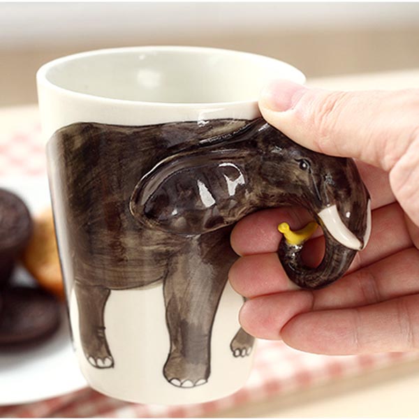 Handmade 3D Animal Shape Coffee Milk Tea Mug Ceramic Water Cup Festival Birthday Gift