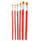 1 Set Red Rod Nylon Hair Painting Brush 6/12pcs Per Set For Oil Painting Flat Hair Brush Students Art Painting Stationery Washable Painting Pens