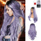 Light blue T color lady's synthetic fiber front lace wig high temperature silk half hand hook long curly hair