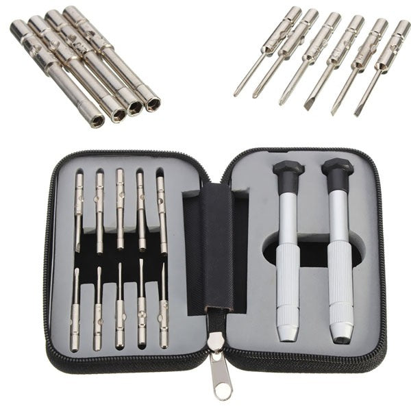 13pcs Glasses Repair Precise Screwdriver Set Suit Watch Hex Tools Handle Cutter Head