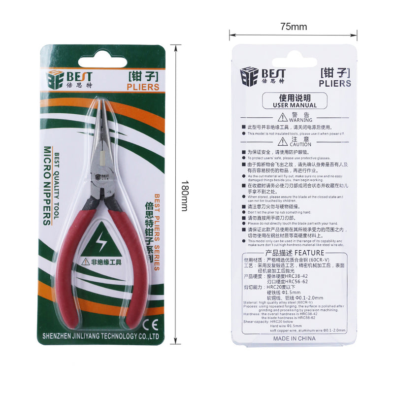 BEST BST-13 125mm Long Nose Pliers Clamps Crimping Tool Wire Cutters Jewellery Making Tools Red Handle High Quality