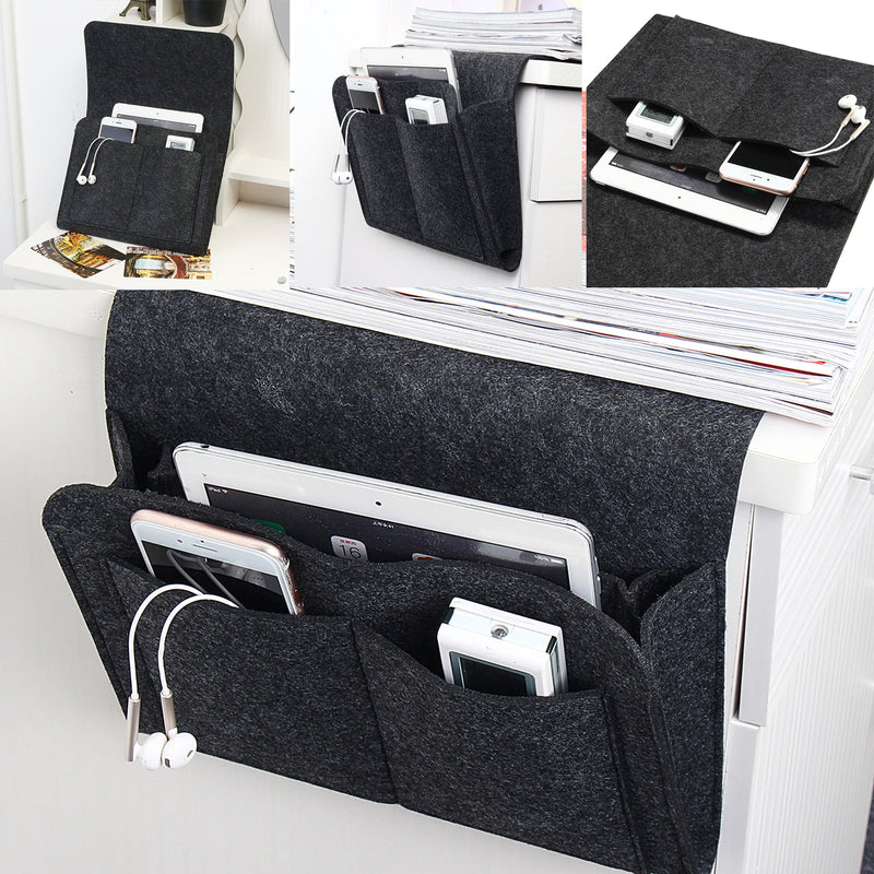 Felt Bedside Caddy Storage Bed Organizer Storage Phone Magazine TV Remote Control Holder Bag