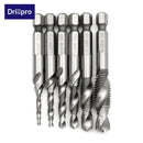 Drillpro DB-C4 HSS 1/4 Inch Hex Shank Combination Metric Drill Tap Bit M3/M4/M5/M6/M8/M10