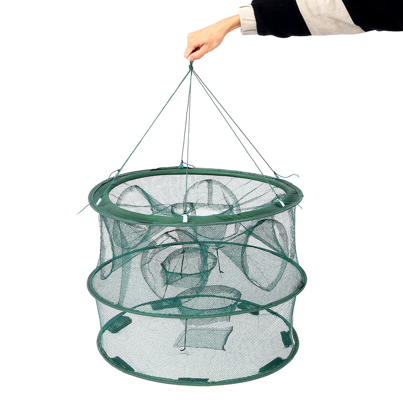 ZANLURE  Holes Double Layer 60cm Folding Fishing Net Shrimp Crab Fish Baits Mesh Trap