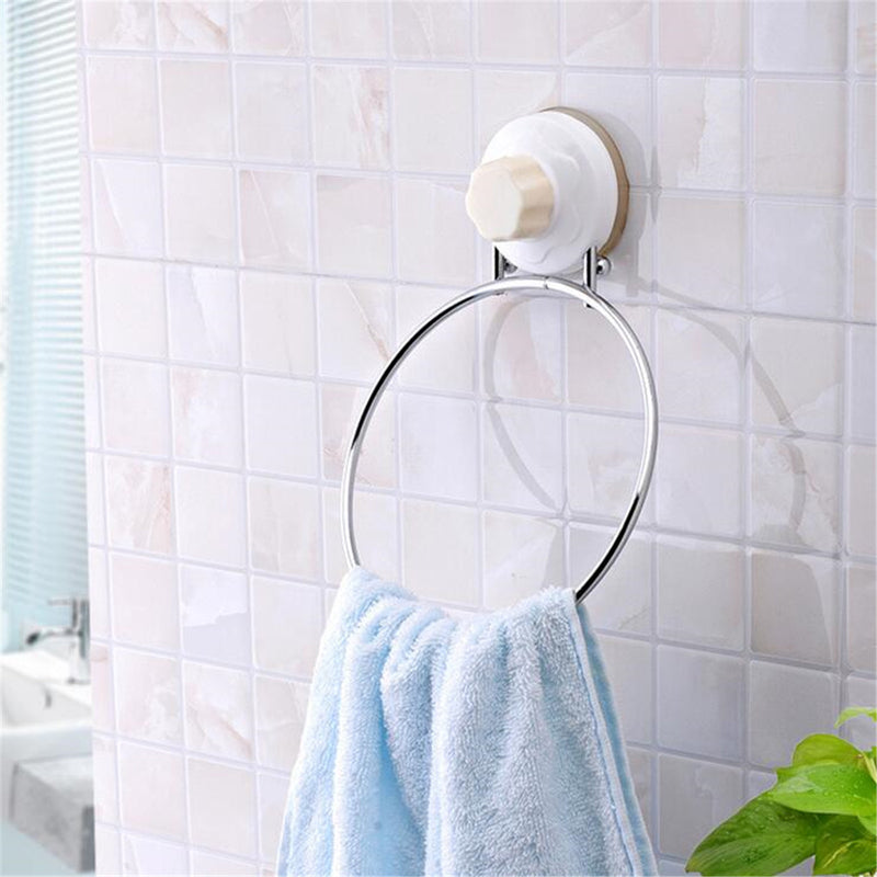 Towel Ring Holder Kitchen Suction-Cup Roll Paper Storage Organizer Rack Hanger