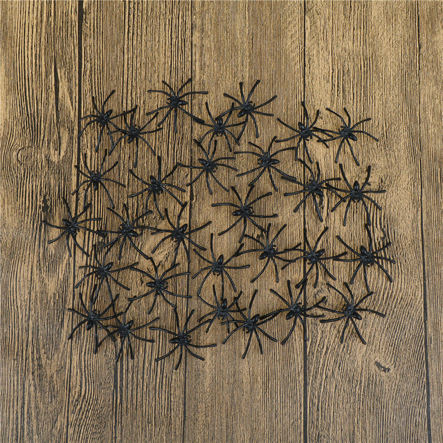 30Pcs/Pack Halloween Decorative Spiders Small Plastic Fake Spider Prank Haunted House Decorations