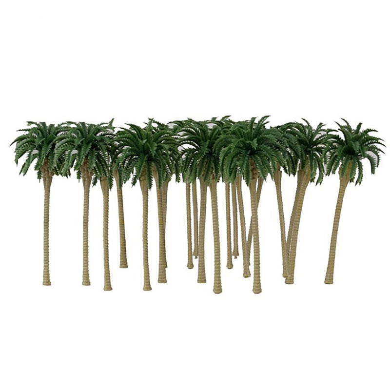 20pcs Plastic Palm Tree Model Train Green Brown Landscape Layout Scale Decorations 16cm 6.3