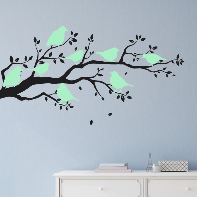 8PCS Honana Fluorescent Glow Birds Wall Sticker Home Bedroom Decor
