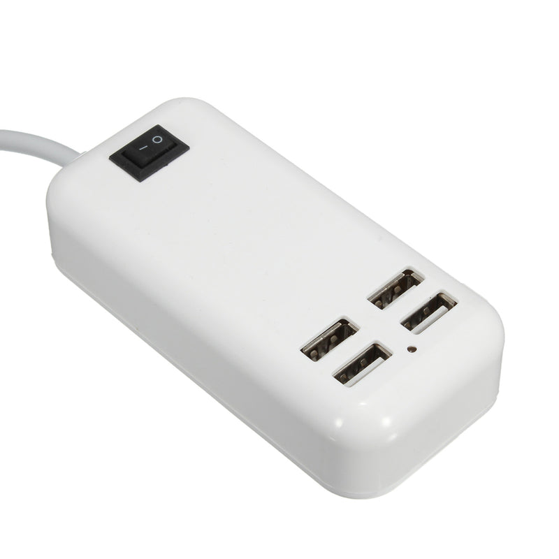 Claite 4 Ports USB 3A Extension Socket Outlet Hub Charger Power Adapter EU UK US Plug with Cable