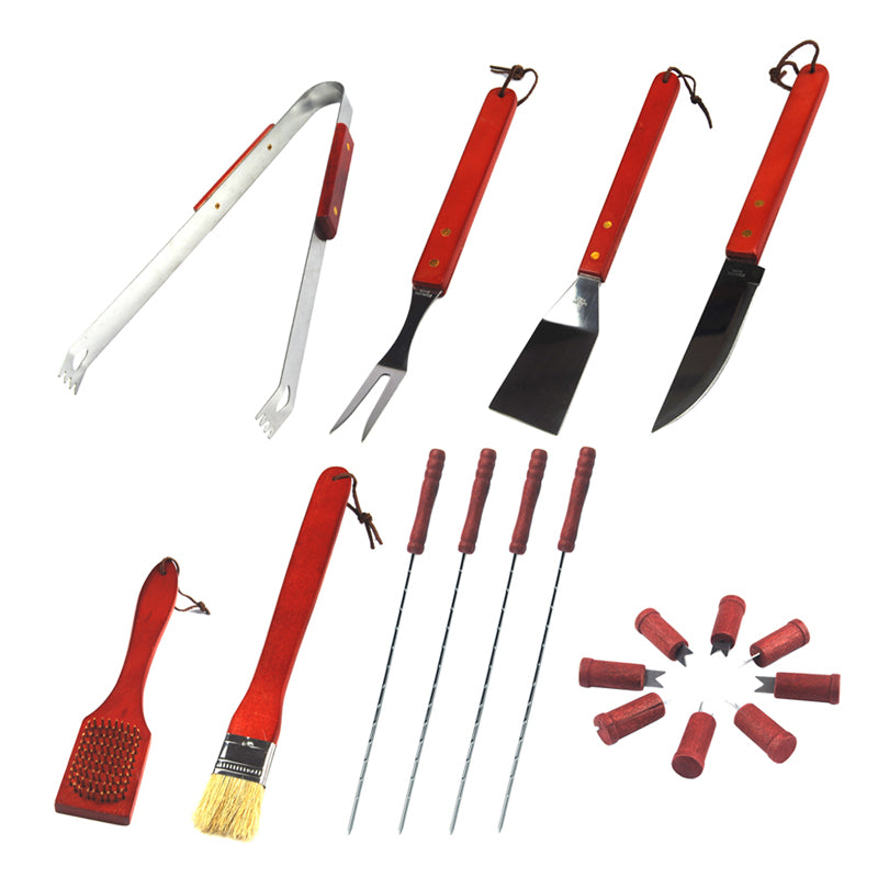 18 Pcs Outdoor BBQ Tools Stainless Steel Camping Picnic BBQ Grill Needle Fork Set Barbecue Supplies