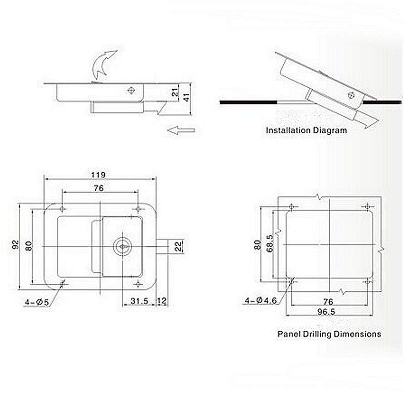 2Pcs Stainless Steel Paddle Door Lock Handle Truck Box Trailer Latch With Key