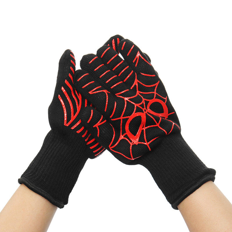 A Pair Extreme Heat Resistant BBQ Oven Work Gloves 500C Pot Holder Cooking Mitts