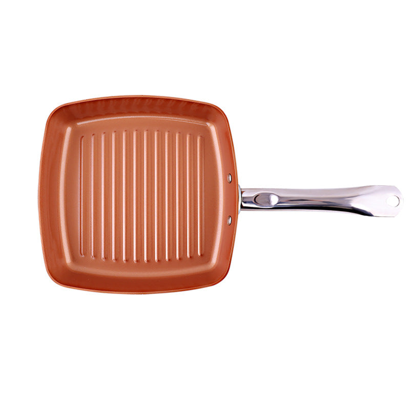 Copper Chef Square Frying Pan Aluminum Alloy Striped Frying pan Food Grade Physical Nonstick